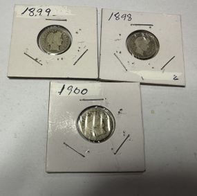 1899, 1898, and 1900 Barber Dimes