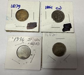 1879, 1861, 1886, and 1882 Indian Head Pennies