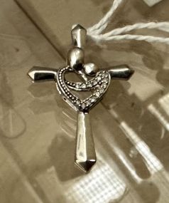 .925 Sterling Cross Pendant with Heart
