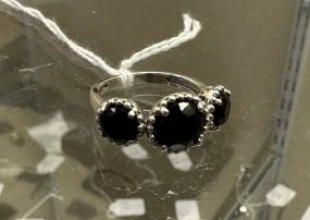 .925 SD Sterling Trio Black Onyx Ring Size: