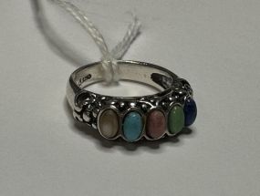 .925 Sterling Ladies Mixed Gem Ring Band Size: 6