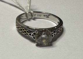 .925 Sterling CZ Engagement Ring with Celtic Design Size: