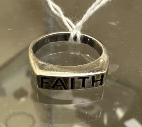 .925 Sterling Faith Ring Band Size: