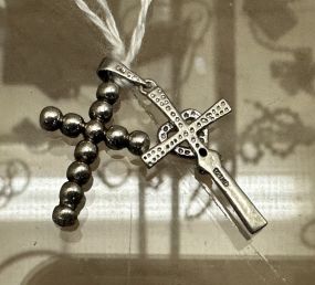 Two Small Sterling Cross Pendants