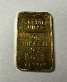 Credit Suisse 10 Grams Fine Gold 999 Bar