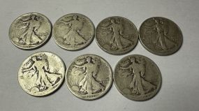 7 Walking Liberty Half Dollars