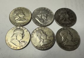 6 Franklin Half Dollars