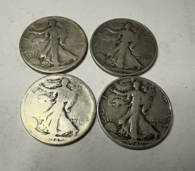 4 Walking Liberty Half Dollars