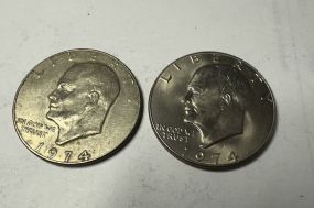 Two 1974-D Eisenhower Dollars