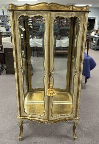 Italian Florentine Gold Curio Display Cabinet