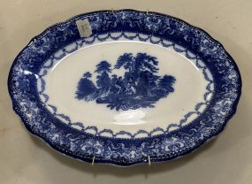 Antique English Flow Blue Semi Porcelain Platter