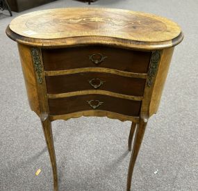 Antique French Walnut Kidney Side Table