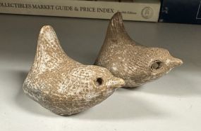 Two McCarty Nutmeg Pottery Birds