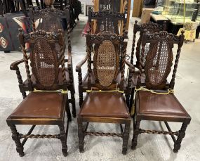 6 Antique English Barley Twist Oak Dining Chairs