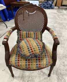 Vintage Reproduction French Caned Arm Chair