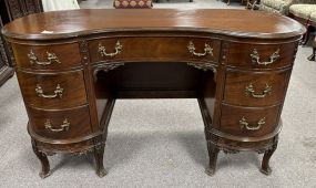 Mid 20th Century Chinese Chippendale Mahogany Kidney Desk