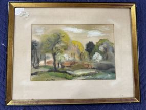 Marie Grayson Signed Landscape Watercolor