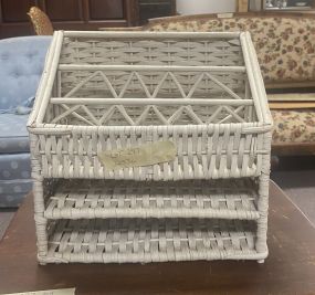 White Wicker Magazine Holder