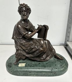 Greek Bronze Philosopher Statue