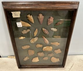 Framed Mississippi Native American Arrow Heads