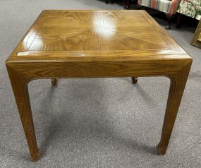 Mid Century Style Oak Square Lamp Table