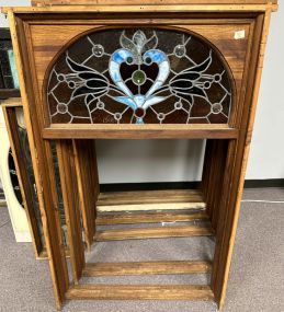 Vintage Stained Leaded Glass Window Panel