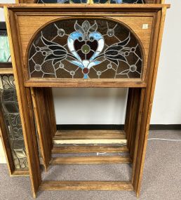 Vintage Stained Leaded Glass Window Panel