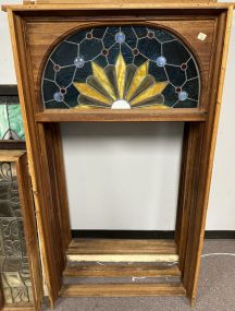 Vintage Stained Leaded Glass Window Panel