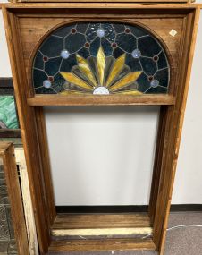 Vintage Stained Leaded Glass Window Panel