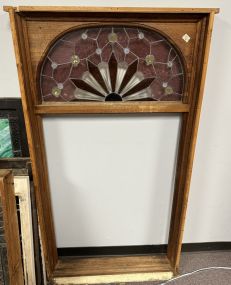 Vintage Stained Leaded Glass Window Panel