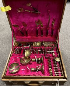 Vintage Large Thailand Brass Flatware Serving Set