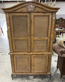 Decorative Wood and Wicker Entertainment Armoire