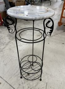 Metal Marble Top Wine Side Table