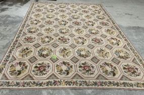 9' x 11'6 Floral Wool Needle Point Area Rug