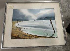 Signed Shoreline Watercolor