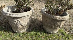 Pair of Large Concrete Outdoor Planters