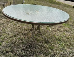 Large Glass Top Metal Outdoor Table
