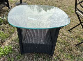 Resin Wicker Style Glass Top Outdoor Table