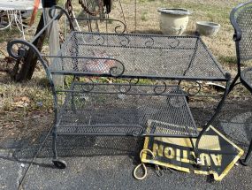 Wrought Iron Black Outdoor Serving Cart