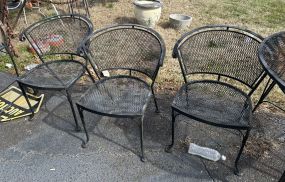 Four Black Metal Patio Table Chairs