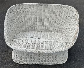 White Wicker Love Seat