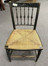 Antique New England Rush Seat Side Chair