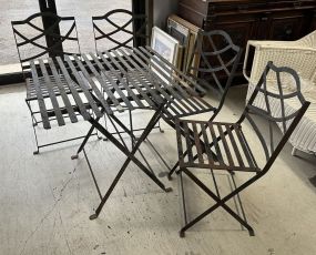 Vintage Wrought Iron Patio Table and Chair Set