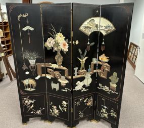Vintage Chinese Black Lacquer Room Screen