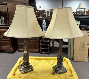Pair of Brass Candle Stick Lamps