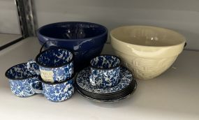 Enamel Ware and WCL Pottery Basket