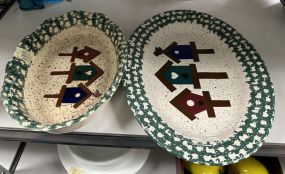 Birdhouse Painted Ceramic Platters