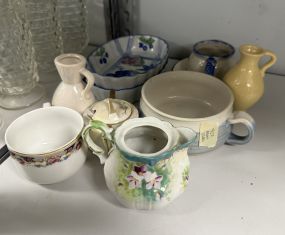 Collection of Vintage Porcelain Bowls, Vases, and Pitcher