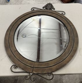 Decorative Metal Beveled Round Mirror