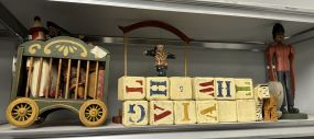 Group of Vintage Wood Circus Toys and Blocks